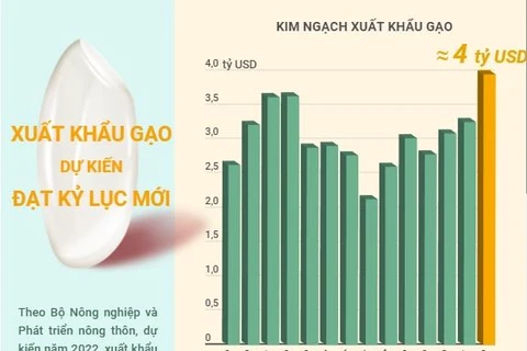 [Infographics] Xuất khẩu gạo của Việt Nam dự kiến đạt kỷ lục mới