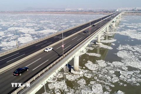 Hàn Quốc: Sông Hàn đóng băng sớm hơn thường lệ do thời tiết lạnh giá