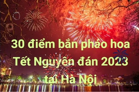 [Infographics] 30 điểm bắn pháo hoa Tết Nguyên đán 2023 tại Hà Nội