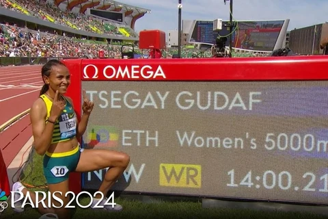 Nữ vận động viên điền kinh Ethiopia phá kỷ lục thế giới 5.000m