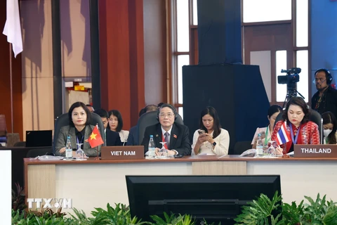 Phó Chủ tịch Quốc hội Nguyễn Đức Hải dẫn đầu Đoàn Việt Nam tham dự phiên thảo luận ngày 24/11. (Ảnh: Lê Dương/TTXVN)