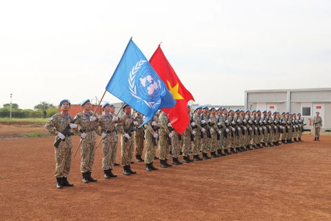 Đội danh dự của Việt Nam tại Abyei. (Nguồn: Cục Gìn giữ Hòa bình Việt Nam)