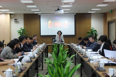 Bà Trương Thị Mai phát biểu ý kiến kết luận tại cuộc họp. (Nguồn: Xây dựng Đảng)