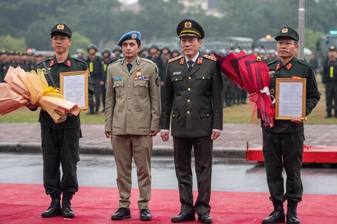 Lễ công bố Quyết định thành lập và ra mắt Đơn vị Cảnh sát Gìn giữ Hòa bình số 1. (Nguồn: Thanh niên)