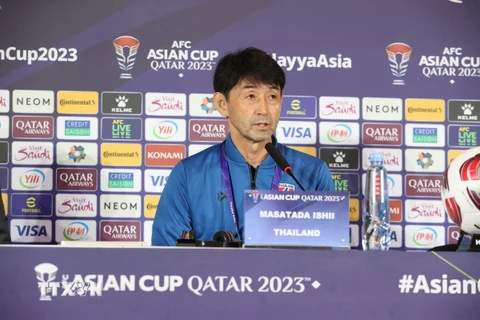 Huấn luyện viên Masatada Ishii của Đội tuyển Thái Lan. (Ảnh: Hoàng Linh/TTXVN)