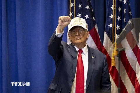 Cựu Tổng thống Mỹ Donald Trump phát biểu trong cuộc vận động tranh cử ở Indianola, bang Iowa ngày 14/1/2024. (Ảnh: AFP/TTXVN)