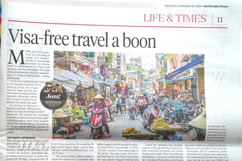 Trang báo New Straits Times đăng bài viết. (Ảnh: Hằng Linh/TTXVN)