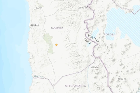 Địa điểm xảy ra trận động đất ở miền Bắc Chile. (Nguồn: USGS)