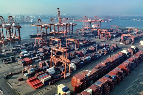 Quang cảnh cảng hàng hóa ở Đường Sơn, tỉnh Hà Bắc, miền Bắc Trung Quốc, ngày 19/7/2023. (Ảnh: THX/TTXVN)
