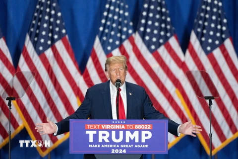 Cựu Tổng thống Mỹ Donald Trump phát biểu trong cuộc vận động tranh cử ở bang Virginia ngày 2/3/2024. (Ảnh: AFP/TTXVN)