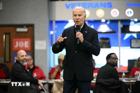Tổng thống Mỹ Joe Biden trong cuộc vận động tranh cử ở bang Michigan ngày 1/2/2024. (Ảnh: AFP/TTXVN)