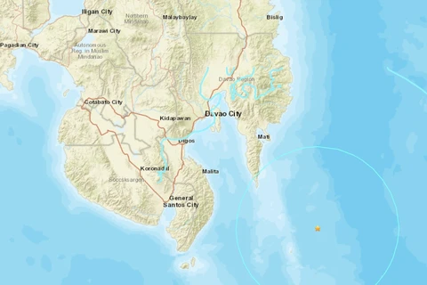 Địa điểm xảy ra trận động đất ở miền Nam Philippines. (Nguồn: USGS)