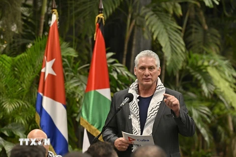 Chủ tịch Cuba Miguel Díaz-Canel. (Ảnh: Mai Phương/TTXVN)