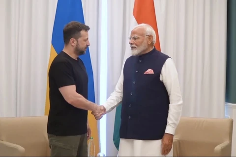 Thủ tướng Ấn Độ Narendra Modi có cuộc gặp với Tổng thống Ukraine Volodymyr Zelensky. (Nguồn: Kyiv Post)