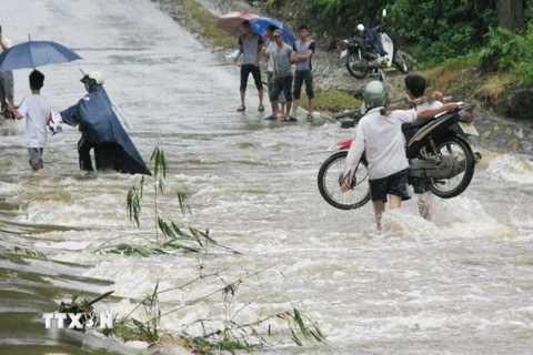 Mưa lũ gây nhiều thiệt hại ở Lào Cai. (Ảnh: Lục Văn Toán/TTXVN)