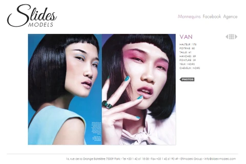 Hình ảnh Kha Mỹ Vân xuất hiện trên website của Slides Models Agency. (Nguồn ảnh: BeU Models)