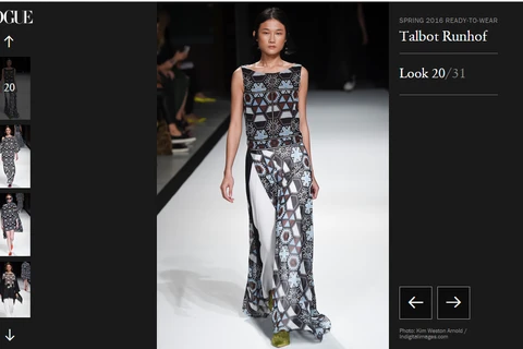 Kha Mỹ Vân với thiết kế của thương hiệu Talbor Runhof xuất hiện trên tạp chí Vogue. (Nguồn ảnh: BeU Models)