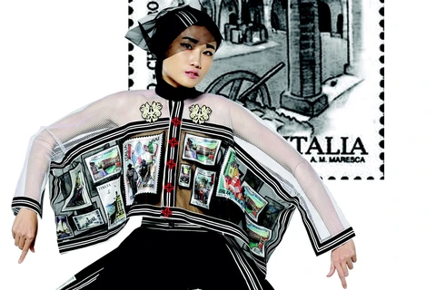 Bộ sưu tập thời trang lấy cảm hứng từ những bộ tem Italy của nhà thiết kế Minh Hạnh. (Ảnh: BTC) 