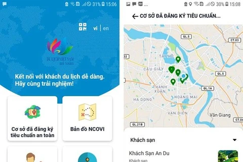 Ứng dụng "Du lịch Việt Nam an toàn" tích hợp nhiều tính năng cần thiết. (Nguồn: Vietnamtourism.gov.vn)