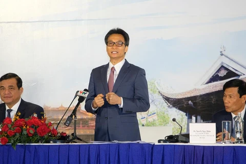  Phó Thủ tướng, Trưởng ban Chỉ đạo nhà nước về Du lịch Vũ Đức Đam phát biểu chỉ đạo tại Hội nghị toàn quốc về Du lịch năm 2020. (Ảnh: CTV/Vietnam+)