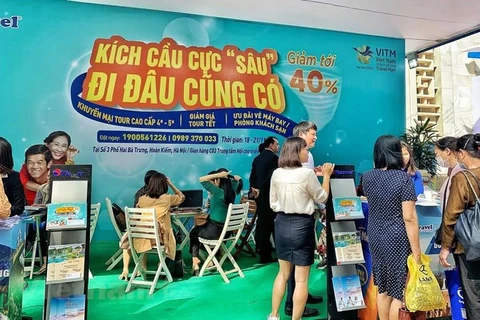 Hình ảnh gian hàng tại VITM Hà Nội 2020. (Ảnh: Mai Mai/Vietnam+)