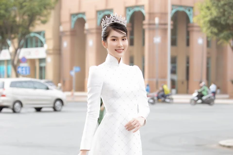 Á hậu Phương Anh chính thức xuất hiện với vai trò mới Đại sứ Tuần lễ Du lịch “Thành phố Hồ Chí Minh-Thành phố tôi yêu.” (Ảnh: CTV/Vietnam+)