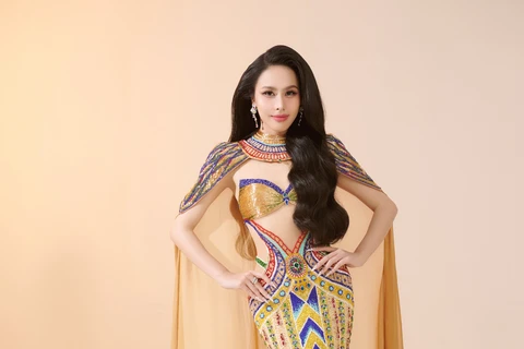 Đại diện Việt Nam vừa tiết lộ hình ảnh trang phục lấy cảm hứng nữ hoàng Ai Cập sẽ cùng cô dự thi Chung kết Miss Intercontinental 2023. (Ảnh: CTV/Vietnam+)