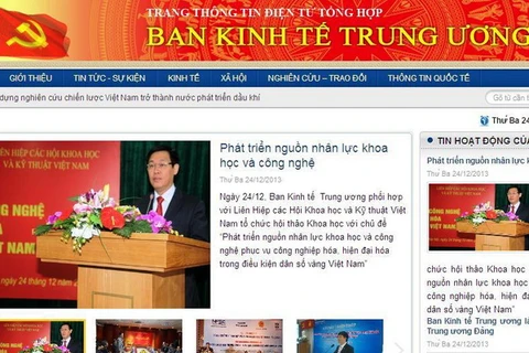 Ảnh chụp màn hình giao diện trang www.kinhtetrunguong.vn.