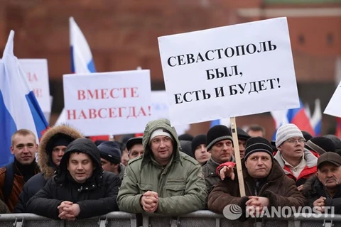 Míttinh và hòa nhạc sau lễ ký kết hiệp ước sáp nhập Crimea và Sevastopol vào Nga. (Nguồn: RIA Novosti)
