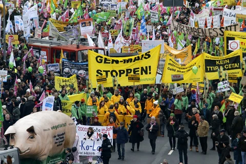 Người Đức biểu tình phản đối TTIP hồi tháng 1. (Nguồn: Reuters)