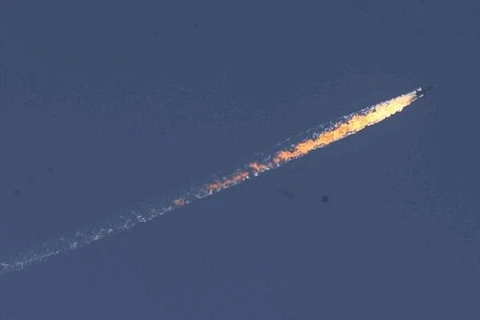 Chiếc máy bay bị bắn hạ tại biên giới Thổ Nhĩ Kỳ-Syria. (Nguồn: Twitter)