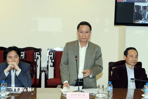 Bí thư Đảng ủy, Tổng Giám đốc TTXVN Nguyễn Đức Lợi phát biểu ý kiến. (Ảnh: Phạm Kiên/TTXVN)