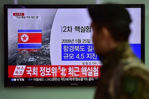 Các bản tin của Hàn Quốc đưa tin về vụ thử bom của Triều Tiên. (Nguồn: chinanews.com)