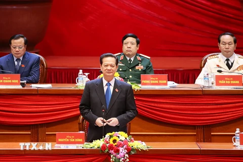 Đồng chí Nguyễn Tấn Dũng, Ủy viên Bộ Chính trị, Thủ tướng Chính phủ điều hành phiên họp. (Ảnh: TTXVN)