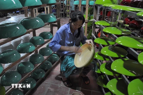 Làng nghề sơn mài Hạ Thái, xã Duyên Thái, huyện Thường Tín, Hà Nội duy trì nghề sơn mài truyền thống hơn 200 năm. (Nguồn: TTXVN)