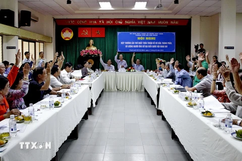 Quang cảnh Hội nghị hiệp thương lần thứ nhất thỏa thuận về cơ cấu, thành phần, số lượng người ứng cử đại biểu Quốc hội khóa XIV tại Thành phố Hồ Chí Minh. (Nguồn: TTXVN)