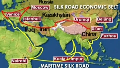 Bản đồ Vành đai kinh tế Con đường tơ lụa. (Ảnh: AP)