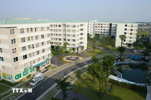 Một góc dự án nhà ở thu nhập thấp Đặng Xá, huyện Gia Lâm (giai đoạn 2). (Ảnh: Tuấn Anh/TTXVN) 