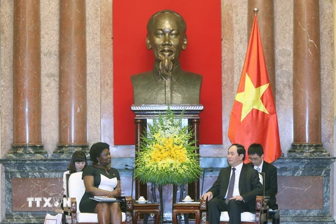 Chủ tịch nước Trần Đại Quang tiếp bà Victoria Kwakwa, Phó Chủ tịch Ngân hàng Thế giới. (Ảnh: Nhan Sáng/TTXVN) 