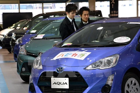 Ôtô của hãng Toyota được trưng bày tại thủ đô Tokyo, Nhật Bản. (Nguồn: AFP/TTXVN)