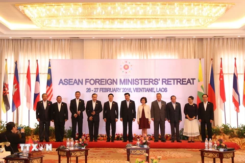 Các trưởng đoàn tại Hội nghị hẹp Bộ trưởng Ngoại giao ASEAN tháng 2/2016. (Ảnh: Phạm Kiên/TTXVN)