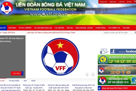 Ảnh chụp màn hình website của VFF