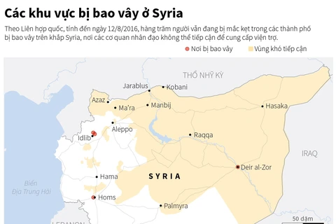 [Infographics] Các khu vực bị bao vây trên lãnh thổ Syria