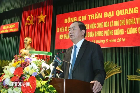 Chủ tịch nước Trần Đại Quang phát biểu tại buổi làm việc. (Ảnh: Nhan Sáng/TTXVN)