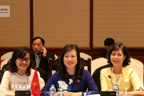 Đoàn Việt Nam tại hội nghị. (Ảnh: Phạm Kiên/​TTXVN)