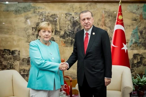Thủ tướng Đức Angela Merkel và Tổng thống Thổ Nhĩ Kỳ Tayyip Erdogan. (Nguồn: Reuters)