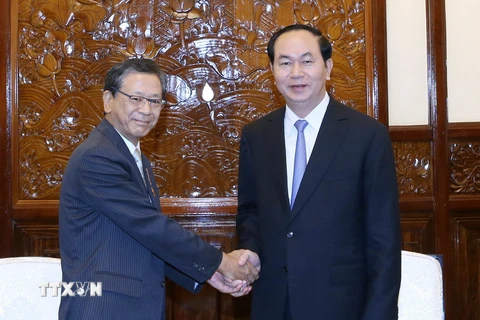 Chủ tịch nước Trần Đại Quang tiếp ngài Hiroshi Fukada, Đại sứ Nhật Bản tại Việt Nam đến chào từ biệt nhân kết thúc nhiệm kỳ công tác. (Ảnh: Nhan Sáng/TTXVN) 