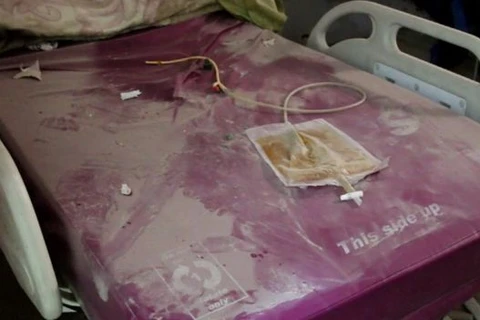Bệnh viện ở Aleppo sau khi bị tấn công. (Nguồn: BBC)