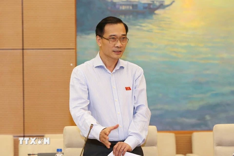 Chủ nhiệm Ủy ban Kinh tế của Quốc hội Vũ Hồng Thanh phát biểu tại phiên họp. (Ảnh: Phương Hoa/TTXVN)