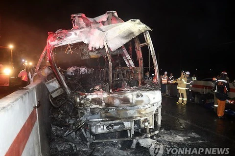 Hiện trường vụ tai nạn. (Nguồn: Yonhap News)
